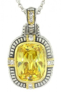 Beautiful Designer-Inspired 2-tone Pendant w/Golden & White CZs, .925 Sterling silver Beautiful Designer-Inspired 2-tone Pendant w/Golden & White CZs, .925 Sterling silver