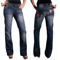 Ed Hardy Christian Audigier Women's Beautiful Ghost Straight Leg Slim Fit Jeans Denim Ed Hardy Christian Audigier Women's Beautiful Ghost Straight Leg Slim Fit Jeans Denim