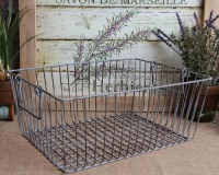 Shabby Cottage Chic Large Rectangle Wire Basket Handles Shabby Cottage Chic Large Rectangle Wire Basket Handles