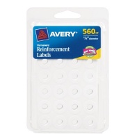 Avery Self-Adhesive Reinforcement Labels, 0.25 Inches, Round, White, Pack of 560 (6734) Avery Self-Adhesive Reinforcement Labels, 0.25 Inches, Round, White, Pack of 560 (6734)