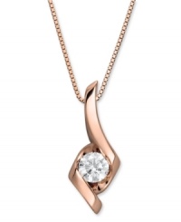 Sweet sophistication. Sirena's sculpted pendant highlights a round-cut diamond center (1/3 ct. t.w.) amidst a swirl of 14k rose gold. Approximate length: 18 inches. Approximate drop: 3/4 inch. Sweet sophistication. Sirena's sculpted pendant highlights a round-cut diamond center (1/3 ct. t.w.) amidst a swirl of 14k rose gold. Approximate length: 18 inches. Approximate drop: 3/4 inch.