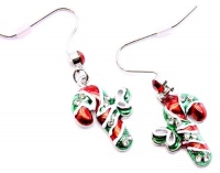 Super Cute Crystal Dangling Candy Cane Charm Earrings Accented with Clear and Red Crystals- Silver Rhodium Plated - Christmas Winter Fashion Jewelry Super Cute Crystal Dangling Candy Cane Charm Earrings Accented with Clear and Red Crystals- Silver Rhodium Plated - Christmas Winter Fashion Jewelry