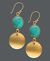 Everyone's favorite hue for summer -- bright resin stones in turquoise hues adorn Studio Silver's stunning drop earrings. Crafted in 18k gold over sterling silver. Approximate drop: 1-1/4 inches.