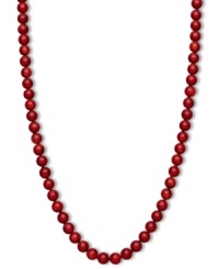 Crimson chic. This brilliantly-hued strand necklace features bold red agate beads (190 ct. t.w.) in a polished 14k gold setting. Approximate length: 18 inches. Approximate bead diameter: 8 mm. Crimson chic. This brilliantly-hued strand necklace features bold red agate beads (190 ct. t.w.) in a polished 14k gold setting. Approximate length: 18 inches. Approximate bead diameter: 8 mm.