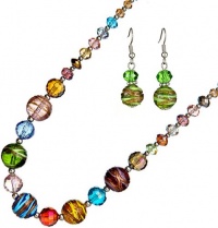 Ace Of Diamonds Laurette Italian Murano Glass and Austrian Crystal 18 Inch with 3 Inch Extension Necklace and Earrings Set (Rainbow) Ace Of Diamonds Laurette Italian Murano Glass and Austrian Crystal 18 Inch with 3 Inch Extension Necklace and Earrings Set (Rainbow)