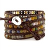 Chan Luu Multi Stone Wrap Bracelet on Brown Leather