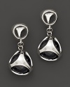 Bold sterling silver earrings, gleaming with black onyx, are elegant showcases for Di MODOLO's iconic Triadra design.