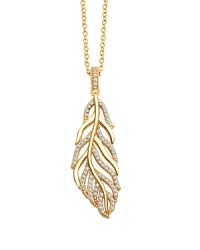 You'll flock to this luxe pave feather necklace glittering with cubic zirconia in a rich 18k gold vermeil setting. You'll flock to this luxe pave feather necklace glittering with cubic zirconia in a rich 18k gold vermeil setting.
