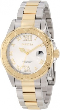 Invicta Women's 12852 Pro Diver Gold Dial Two Tone Watch with Crystal Accents Invicta Women's 12852 Pro Diver Gold Dial Two Tone Watch with Crystal Accents