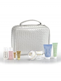 The Prestige Vanity Coffret set includes: Eye Contour Mask, 1 oz.; Flower Gel Express Mask, 2 oz.; Sisleÿa Global Anti-Age, 1.7 oz.; Sisleÿa Eye, 0.5 oz. and deluxe sample sizes inside a Sisley Vanity case. Made in France.