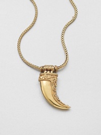 An intricately carved, tusk-shaped pendant on a bold herringbone chain relfects the spiked motifs seen in the ancient city of the Incas.GoldplatedSlip-on styleMade in France An intricately carved, tusk-shaped pendant on a bold herringbone chain relfects the spiked motifs seen in the ancient city of the Incas.GoldplatedSlip-on styleMade in France