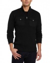 Marc Ecko Cut & Sew Men's Solid Rib Zip Mock-Neck Sweater