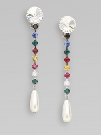 A fun, yet elegant Swarvoski crystal design that is the perfect pop of color. Swarvoski crystalsGlass pearlsPolished steelDrop, about 3¾Clip-on backMade in Italy A fun, yet elegant Swarvoski crystal design that is the perfect pop of color. Swarvoski crystalsGlass pearlsPolished steelDrop, about 3¾Clip-on backMade in Italy