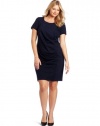 DKNYC Women's Plus-Size Short Sleeve Dress with Side Ruching