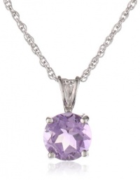 Sterling Silver 8mm Round Amethyst Pendant Necklace with Light Rope Chain Necklace, 18 Sterling Silver 8mm Round Amethyst Pendant Necklace with Light Rope Chain Necklace, 18