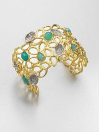 From the Elements Siyabona Collection. Swarovski crystals and pretty chalcedony embellish this petal-inspired goldtone and rhodium plated design. Goldtone and rhodium platedSwarovski crystalsChalcedonyLength, about 6 adjustableSlip-on styleMade in USA From the Elements Siyabona Collection. Swarovski crystals and pretty chalcedony embellish this petal-inspired goldtone and rhodium plated design. Goldtone and rhodium platedSwarovski crystalsChalcedonyLength, about 6 adjustableSlip-on styleMade in USA