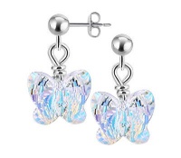 SCER503 Sterling Silver 8mm Clear AB Crystal Butterfly Back Earrings Made with Swarovski Elements SCER503 Sterling Silver 8mm Clear AB Crystal Butterfly Back Earrings Made with Swarovski Elements