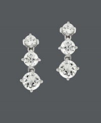 Prepare for an evening of elegance. These glam earrings by B. Brilliant feature three stations of sparkling cubic zirconias (3 ct. t.w.). Crafted in sterling silver. Approximate drop: 3/4 inch. Prepare for an evening of elegance. These glam earrings by B. Brilliant feature three stations of sparkling cubic zirconias (3 ct. t.w.). Crafted in sterling silver. Approximate drop: 3/4 inch.