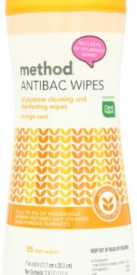 Method Anitbac Wipes All Purpose Cleaning and Disinfecting Wipes, Orange Zest, 35 Count