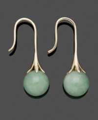 Round out your look in polished orbs. Jade beads (8 mm) add a unique touch and a subtle of color to any look. Setting crafted in 14k gold. Approximate drop: 1 inch. Round out your look in polished orbs. Jade beads (8 mm) add a unique touch and a subtle of color to any look. Setting crafted in 14k gold. Approximate drop: 1 inch.