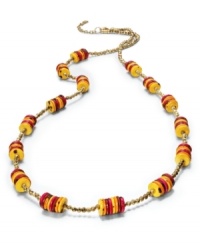 A retro remix. Turn up the volume with brightly-colored discs in pink, yellow, orange and red. Style&co.'s double-platinum design is crafted in gold-plated mixed metal with copper-coated beads. Approximate length: 38 inches. A retro remix. Turn up the volume with brightly-colored discs in pink, yellow, orange and red. Style&co.'s double-platinum design is crafted in gold-plated mixed metal with copper-coated beads. Approximate length: 38 inches.