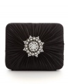 An elegant design with poise and polish. This glam evening bag from Style&co. features gorgeous ruched satin and a sparkling rhinestone detail at front.