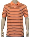 Polo Ralph Lauren Men's Classic Fit Mesh Striped Shirt Orange-2XL