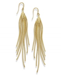 Wispy and whimsical. Alfani's sweeping earring style features graduated linear drops in gold tone mixed metal. Approximate drop: 3-5/8 inches. Wispy and whimsical. Alfani's sweeping earring style features graduated linear drops in gold tone mixed metal. Approximate drop: 3-5/8 inches.