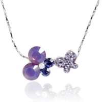Ever Faith Silver Tone Luxury Flower Butterfly Purple Swarovski Elements Crystal Necklace Pendant Ever Faith Silver Tone Luxury Flower Butterfly Purple Swarovski Elements Crystal Necklace Pendant