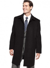 Kenneth Cole New York Walden Black Wool Overcoat 40 Short 40S 3-Buttons Euro 50C Topcoat