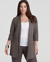 Rendered in whisper-weight linen, this Eileen Fisher Plus cardigan lends an airy layer to all your casual essentials. Team with easy silhouettes for breezy summer style. Rendered in whisper-weight linen, this Eileen Fisher Plus cardigan lends an airy layer to all your casual essentials. Team with easy silhouettes for breezy summer style.