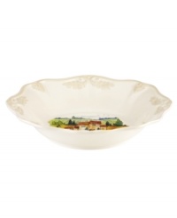 Lenox combines the vintage style of Butler's Pantry dinnerware with a quaint Italian landscape in the utterly charming Tuscan Village accent bowl. An elegant classic for casual dining with a raised leaf design and fluted edge in creamy shades of ivory. Lenox combines the vintage style of Butler's Pantry dinnerware with a quaint Italian landscape in the utterly charming Tuscan Village accent bowl. An elegant classic for casual dining with a raised leaf design and fluted edge in creamy shades of ivory.