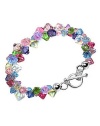 Crystal Bracelet Sterling Silver Multicolor Crystal 7.5 inch Bracelet With Toggle Clasp Made with Swarovski Elements