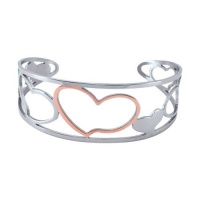 Inox Womens Gold Heart Pattern Stainless 316L Steel Cuff Bangle Inox Womens Gold Heart Pattern Stainless 316L Steel Cuff Bangle