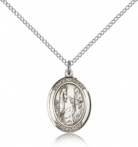 Genuine IceCarats Designer Jewelry Gift Sterling Silver St. Genevieve Pendant 3/4 X 1/2 Inch With 18 Inch Sterling Silver Lite Curb Chain. Made In Usa. Genuine IceCarats Designer Jewelry Gift Sterling Silver St. Genevieve Pendant 3/4 X 1/2 Inch With 18 Inch Sterling Silver Lite Curb Chain. Made In Usa.