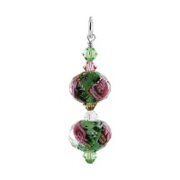 Sterling Silver Lime Green Blown Glass and Multi Crystal 1.4 inch Pendant Made with Swarovski Elements Sterling Silver Lime Green Blown Glass and Multi Crystal 1.4 inch Pendant Made with Swarovski Elements