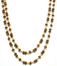 Rachel Reinhardt Nicole 14k Gold Plated Double Strand Necklace with Brown Wood Beads Rachel Reinhardt Nicole 14k Gold Plated Double Strand Necklace with Brown Wood Beads