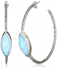 Judith Jack Marcasite and Gilson Opal Hoop Earrings Judith Jack Marcasite and Gilson Opal Hoop Earrings