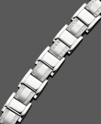 A sophisticated chain-link bracelet for a touch of luxury, everyday. In stainless steel with round-cut diamonds (3/4 ct. t.w.). Measures approximately 8-1/2 inches long. A sophisticated chain-link bracelet for a touch of luxury, everyday. In stainless steel with round-cut diamonds (3/4 ct. t.w.). Measures approximately 8-1/2 inches long.
