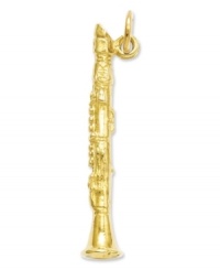 Hit all the right notes with this sweet Clarinet charm. Crafted in 14k gold, charm features all the intricate keys and details. Chain not included. Approximate length: 1-1/5 inches. Approximate width: 1/5 inch. Hit all the right notes with this sweet Clarinet charm. Crafted in 14k gold, charm features all the intricate keys and details. Chain not included. Approximate length: 1-1/5 inches. Approximate width: 1/5 inch.