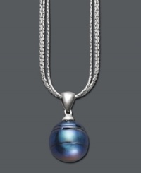 A simple pearl adds sophistication and versatility to your look. Fresh by Honora necklace features a black cultured freshwater pearl (12-13 mm) strung on three delicate chains. Crafted in sterling silver. Approximate length: 18 inches. Approximate drop: 3/4 inch. A simple pearl adds sophistication and versatility to your look. Fresh by Honora necklace features a black cultured freshwater pearl (12-13 mm) strung on three delicate chains. Crafted in sterling silver. Approximate length: 18 inches. Approximate drop: 3/4 inch.