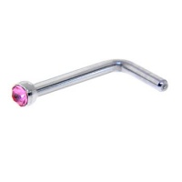 Pink Gem MICRO Nose Ring L-Shaped Pink Gem MICRO Nose Ring L-Shaped