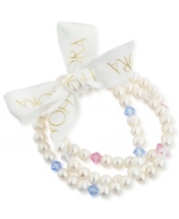 A splash of color only enhances the appeal of this bracelet set of three. Cultured freshwater pearls (6-7 mm) represent a timeless look. Approximate length: 7-1/2 inches. A splash of color only enhances the appeal of this bracelet set of three. Cultured freshwater pearls (6-7 mm) represent a timeless look. Approximate length: 7-1/2 inches.
