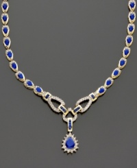 A stunning and sophisticated style, sure to turn heads. Pear-shaped sapphires (12 ct. t.w.) and round-cut diamonds (1/5 ct. t.w.) set in 14k gold. Length measures 16 inches; drop measures 1 inch. A stunning and sophisticated style, sure to turn heads. Pear-shaped sapphires (12 ct. t.w.) and round-cut diamonds (1/5 ct. t.w.) set in 14k gold. Length measures 16 inches; drop measures 1 inch.