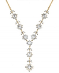 Crystal clear style. Charter Club's subtly shimmering y-shaped necklace features clear glass accents in gold tone floral designs. Set in gold tone mixed metal. Approximate length: 16 inches + 2-inch extender. Approximate drop: 2 inches. Crystal clear style. Charter Club's subtly shimmering y-shaped necklace features clear glass accents in gold tone floral designs. Set in gold tone mixed metal. Approximate length: 16 inches + 2-inch extender. Approximate drop: 2 inches.