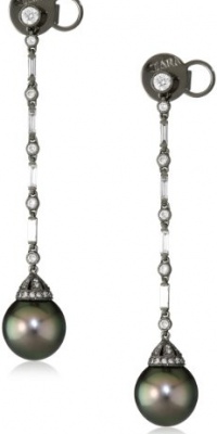 TARA Pearls Tahitian 10x11mm Black Rhodium Pearl Earrings TARA Pearls Tahitian 10x11mm Black Rhodium Pearl Earrings