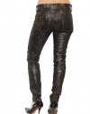 Women's 7 For All Mankind Skinny 2nd Skin Jean in Gold Textured Snake