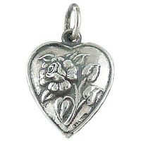 Puffed Rose Heart Vintage Style 925 Sterling Silver Traditional Charm or Pendant Puffed Rose Heart Vintage Style 925 Sterling Silver Traditional Charm or Pendant