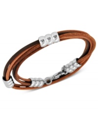 It's a wrap. This trendy, yet understated, men's wrap bracelet adds a stylish touch to any look. A stainless steel clasp and accents hold together 6 leather bands in an array of brown colors. Approximate length: 8-1/4 inches. It's a wrap. This trendy, yet understated, men's wrap bracelet adds a stylish touch to any look. A stainless steel clasp and accents hold together 6 leather bands in an array of brown colors. Approximate length: 8-1/4 inches.