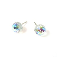 Aurore Boreale Faceted Ball Swarovski Austrian Crystal Earrings, 8mm Aurore Boreale Faceted Ball Swarovski Austrian Crystal Earrings, 8mm